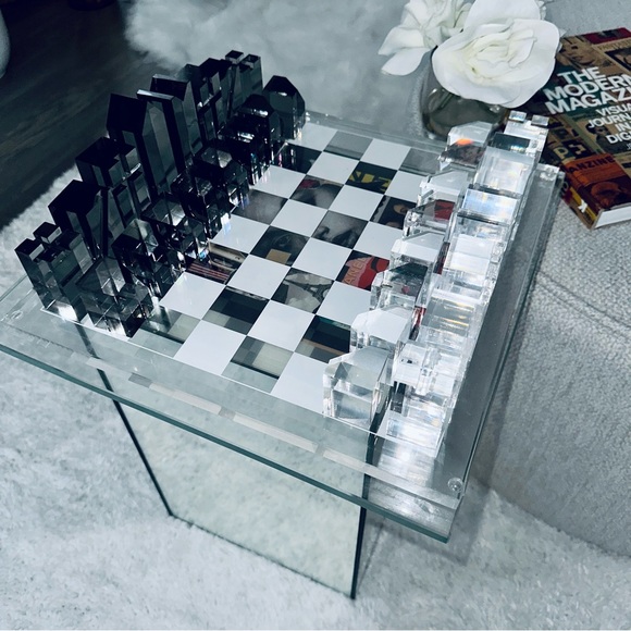 CB2 Clear and Smoke Grey Acrylic Chess Set - Picture 2 of 6